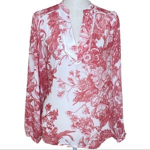 Loft Retail Pink Floral Toile Flowy Blouse Size MP